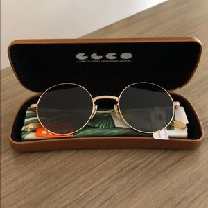 Garrett Leight Gold Round Sunglasses